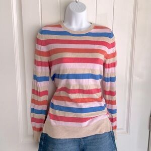 Joules Soft Pink, Blue, Cream Ribbed Wool + Cotton Sweater Sz 4 | Small in EUC